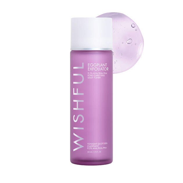 WISHFUL Eggplant Exfoliator: 9.5% AHA, BHA & PHA Pore Clarifying Daily Toner, Full-Size, hi-res